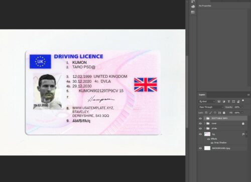 UK Drivers License Template