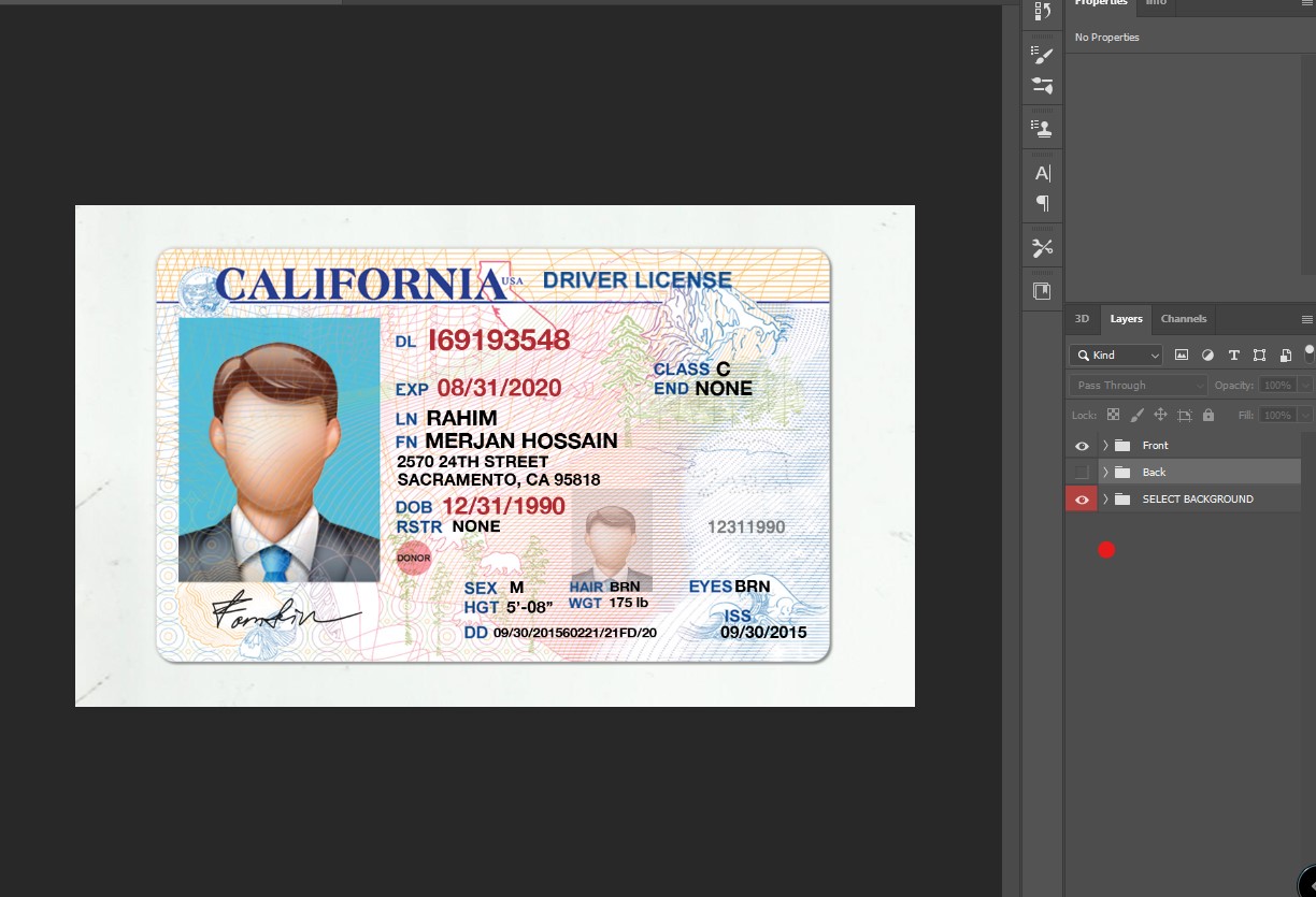 California Driver License PSD Template | E-Gift Card Store BD