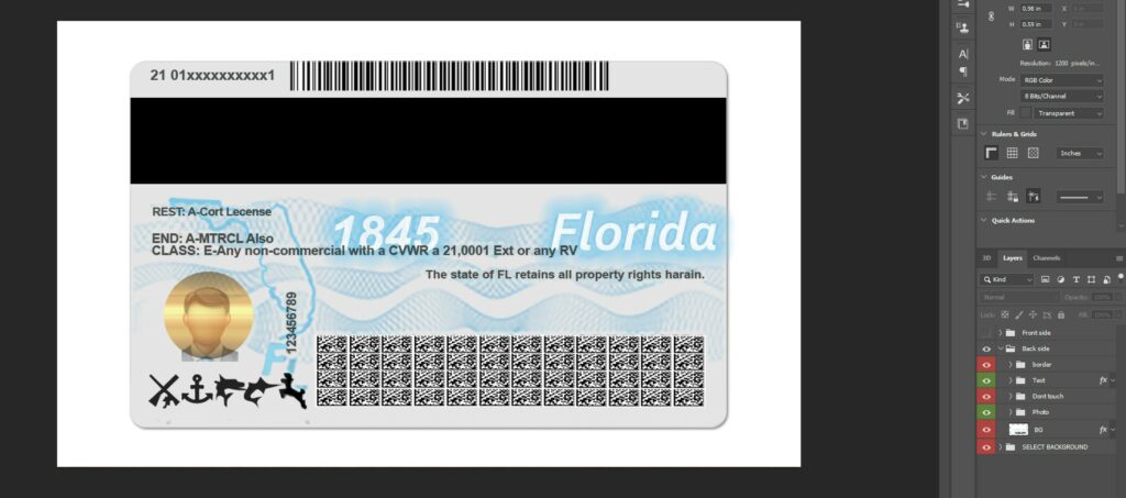 florida driver license template