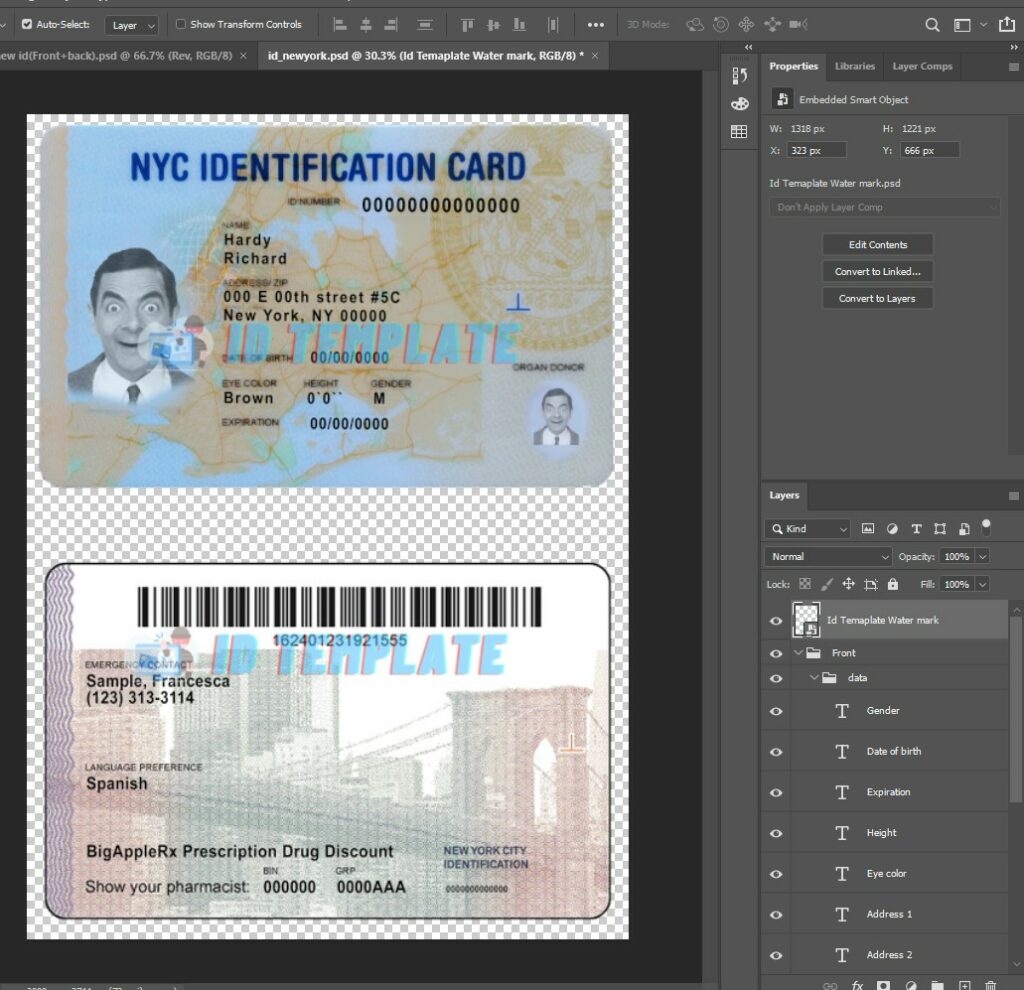 New York Id Card Psd Template 