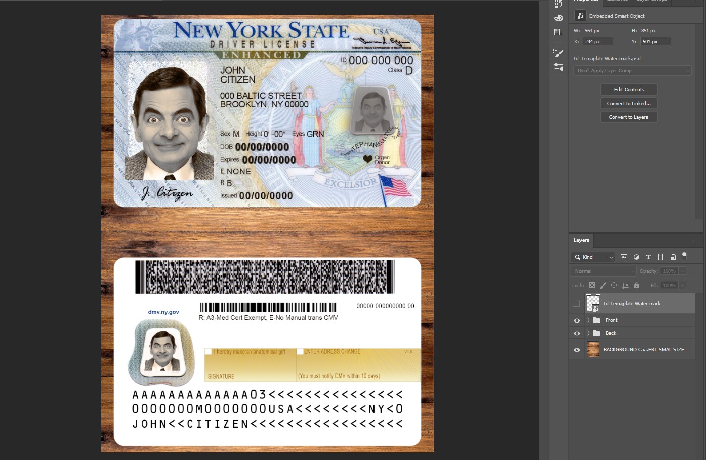 New York Driver License PSD Template New 2022 EGift Card Store BD